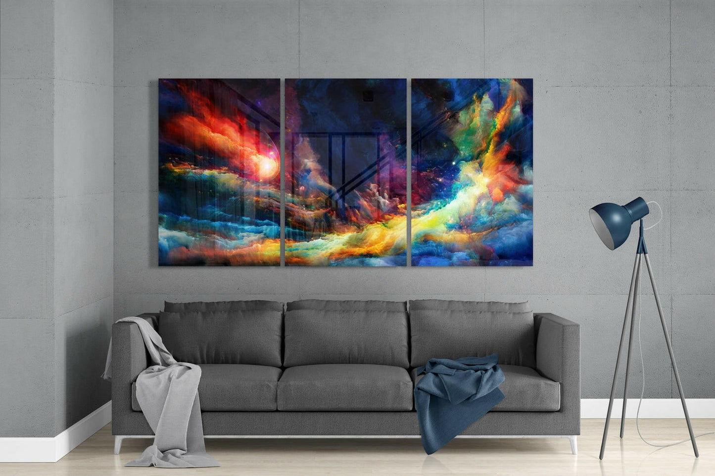 Cosmic Color Clouds Nebula Glass Wall Art