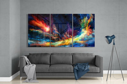 Cosmic Color Clouds Nebula Glass Wall Art