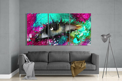 Turquoise Pink Splatter Eye Macro Glass Wall Art