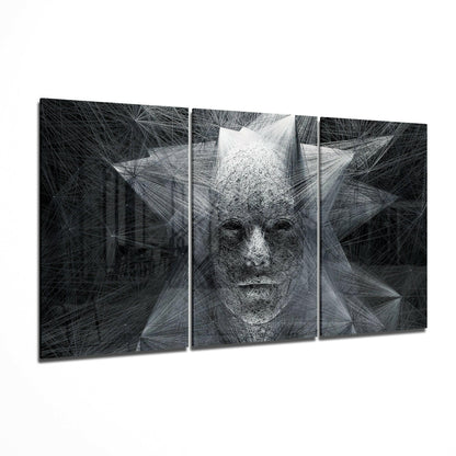 Monochrome String Art Star Face Glass Wall Art