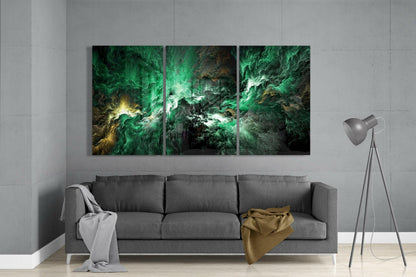 Emerald Storm Clouds Nebula Glass Wall Art
