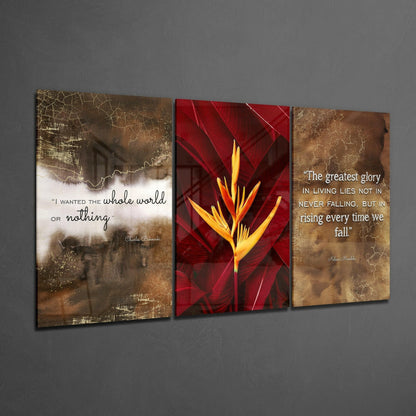 Bird of Paradise Quotes Trio Glass Wall Art