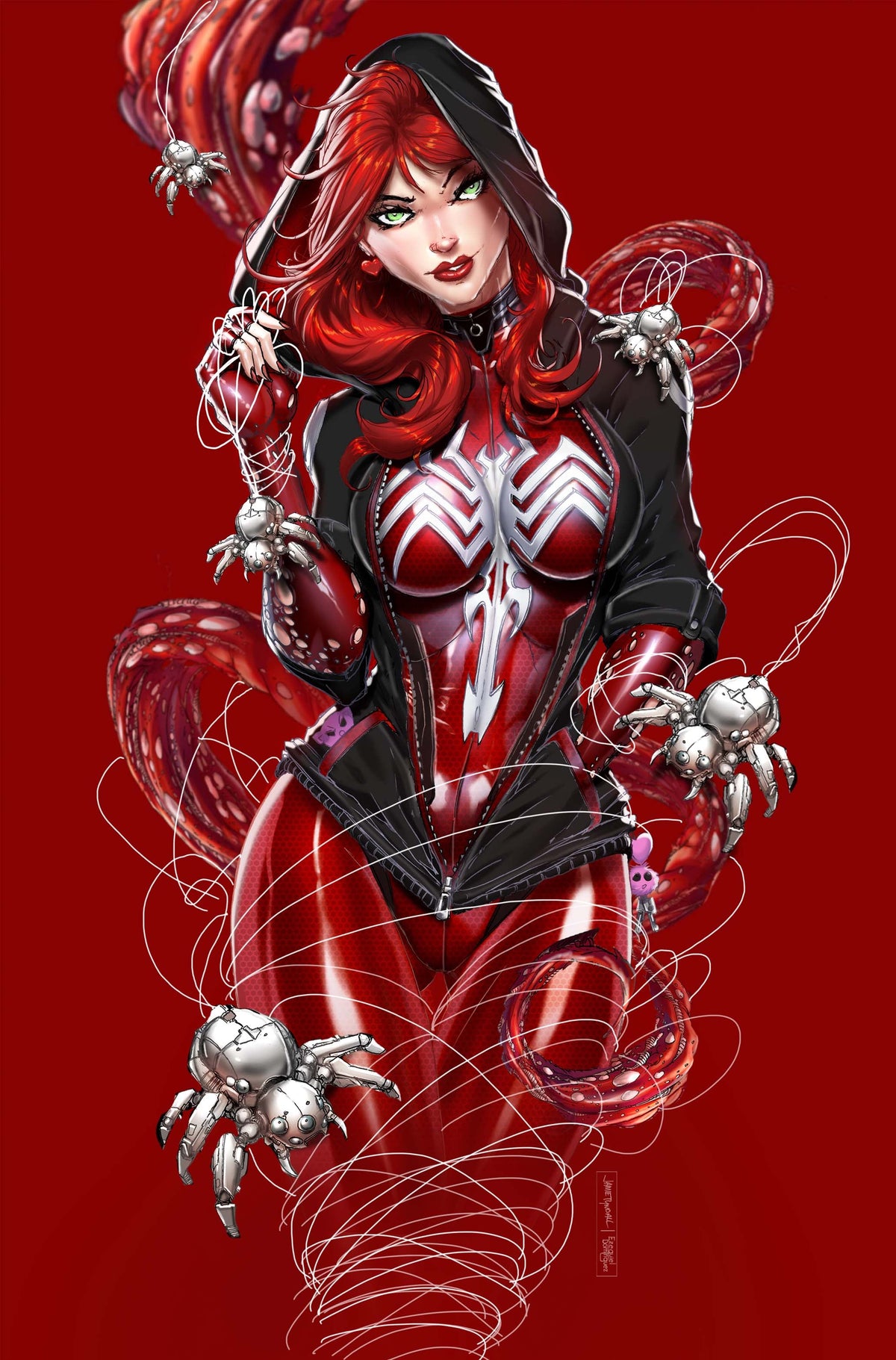 NYCC Hooded Red Head Red Full Suit Metal Comic