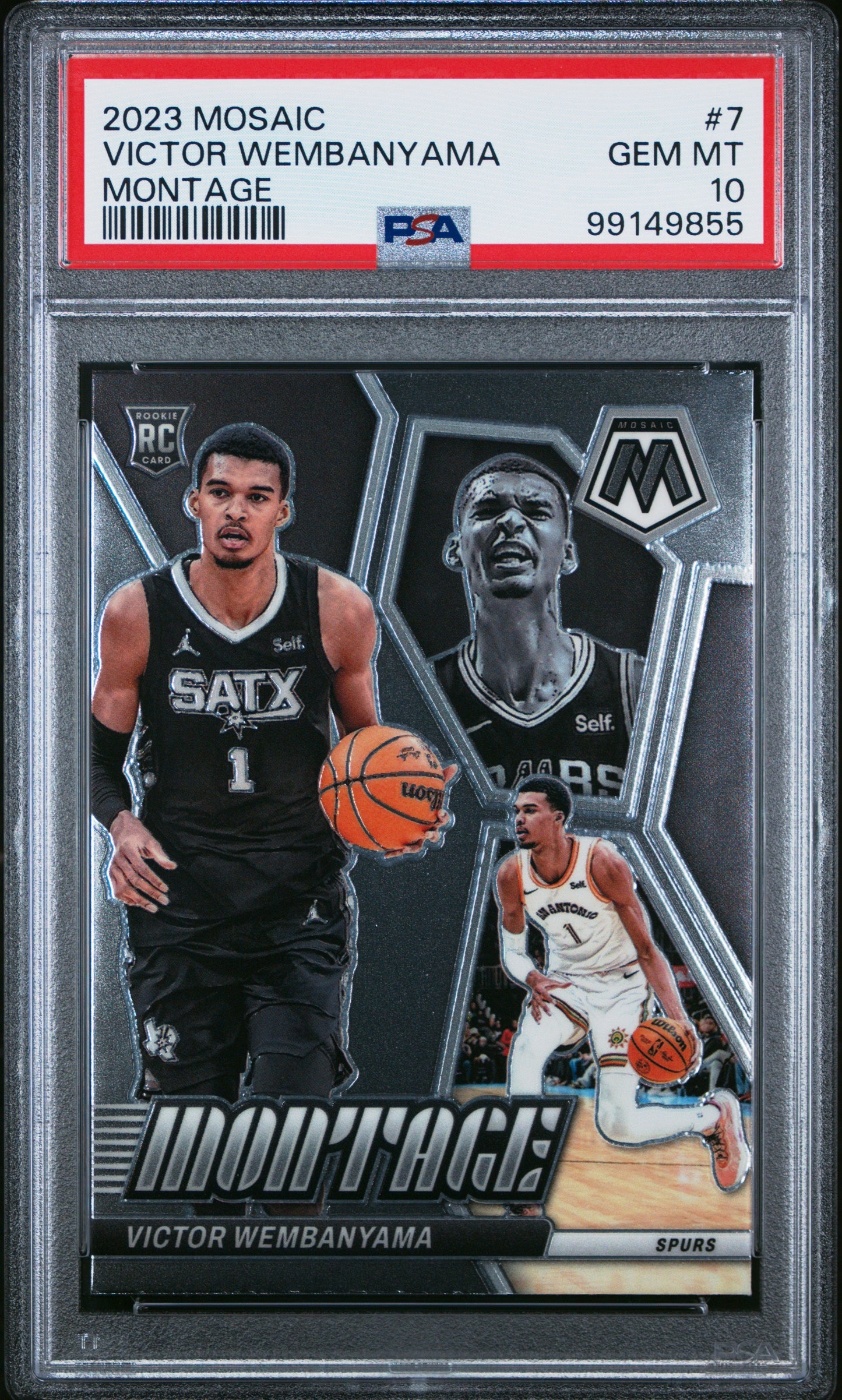 Graded 2023 Panini Mosaic Victor Wembanyama #7 Montage Rookie RC Basketball Card PSA 10 Gem Mint
