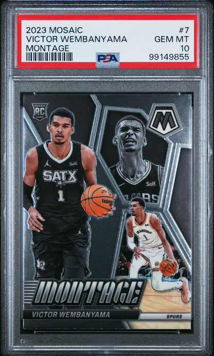 Graded 2023 Panini Mosaic Victor Wembanyama #7 Montage Rookie RC Basketball Card PSA 10 Gem Mint