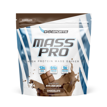 G6 Sports Mass Pro High Protein Mass Gainer — Chocolate, 6.76 lbs (Best By 10/2026)