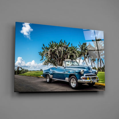 Vintage American Classic Car Glass Wall Art