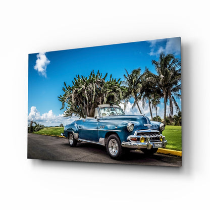 Vintage American Classic Car Glass Wall Art