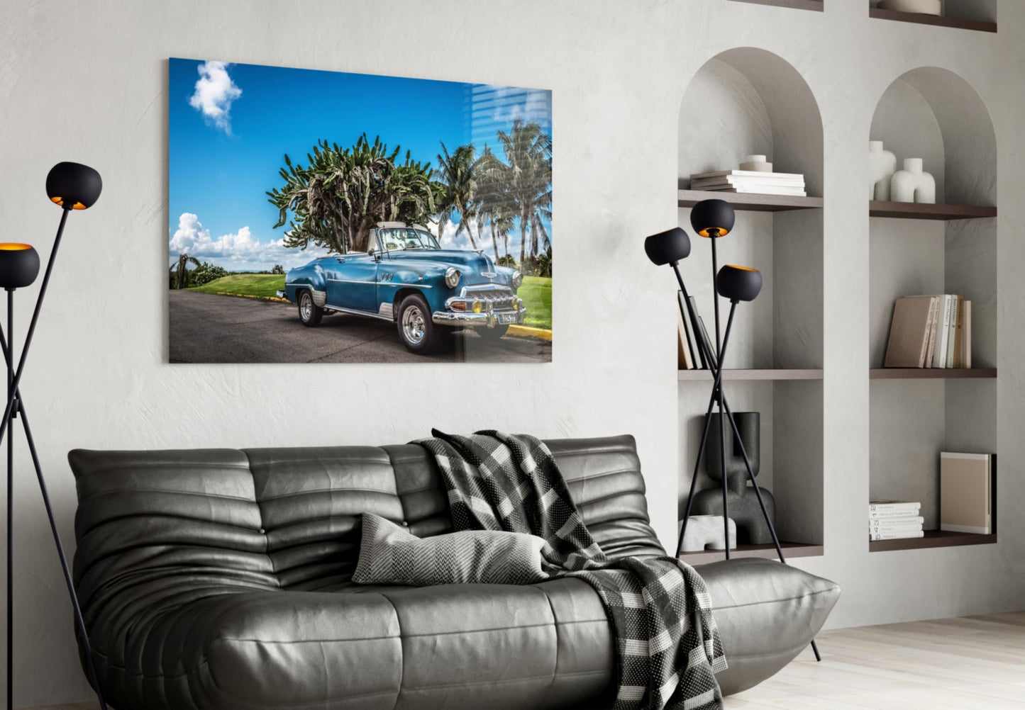 Vintage American Classic Car Glass Wall Art