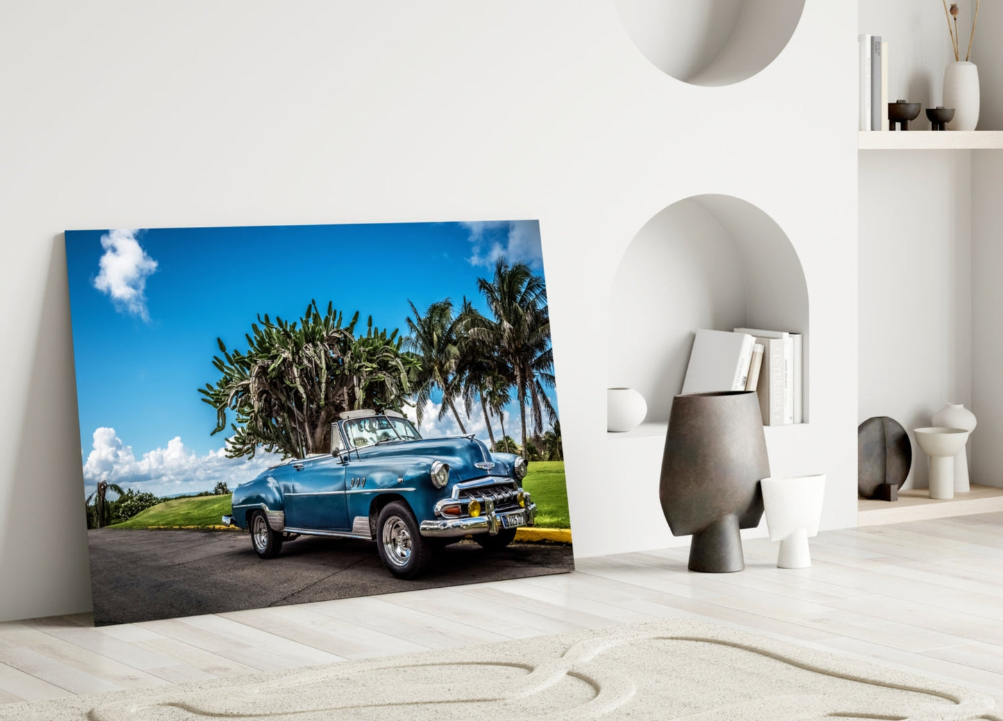 Vintage American Classic Car Glass Wall Art