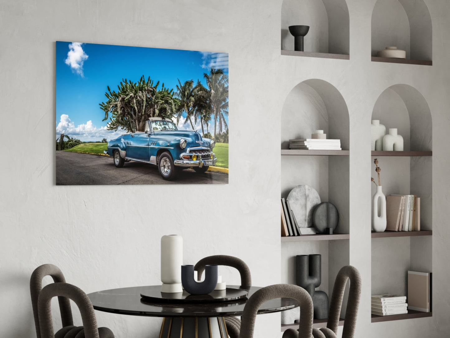 Vintage American Classic Car Glass Wall Art