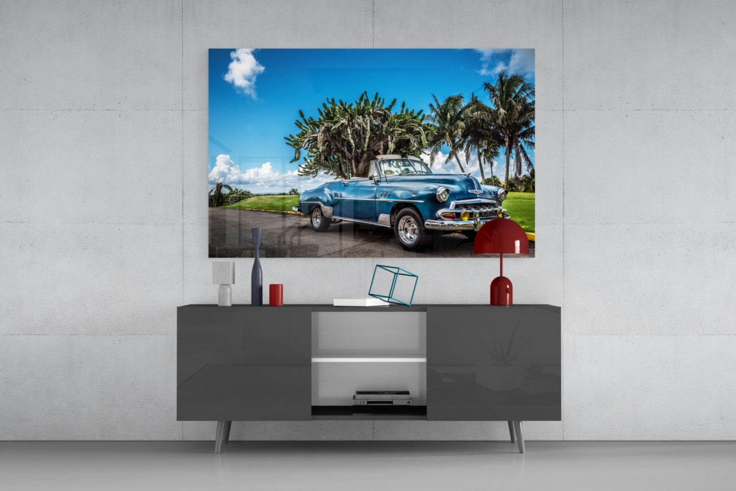 Vintage American Classic Car Glass Wall Art