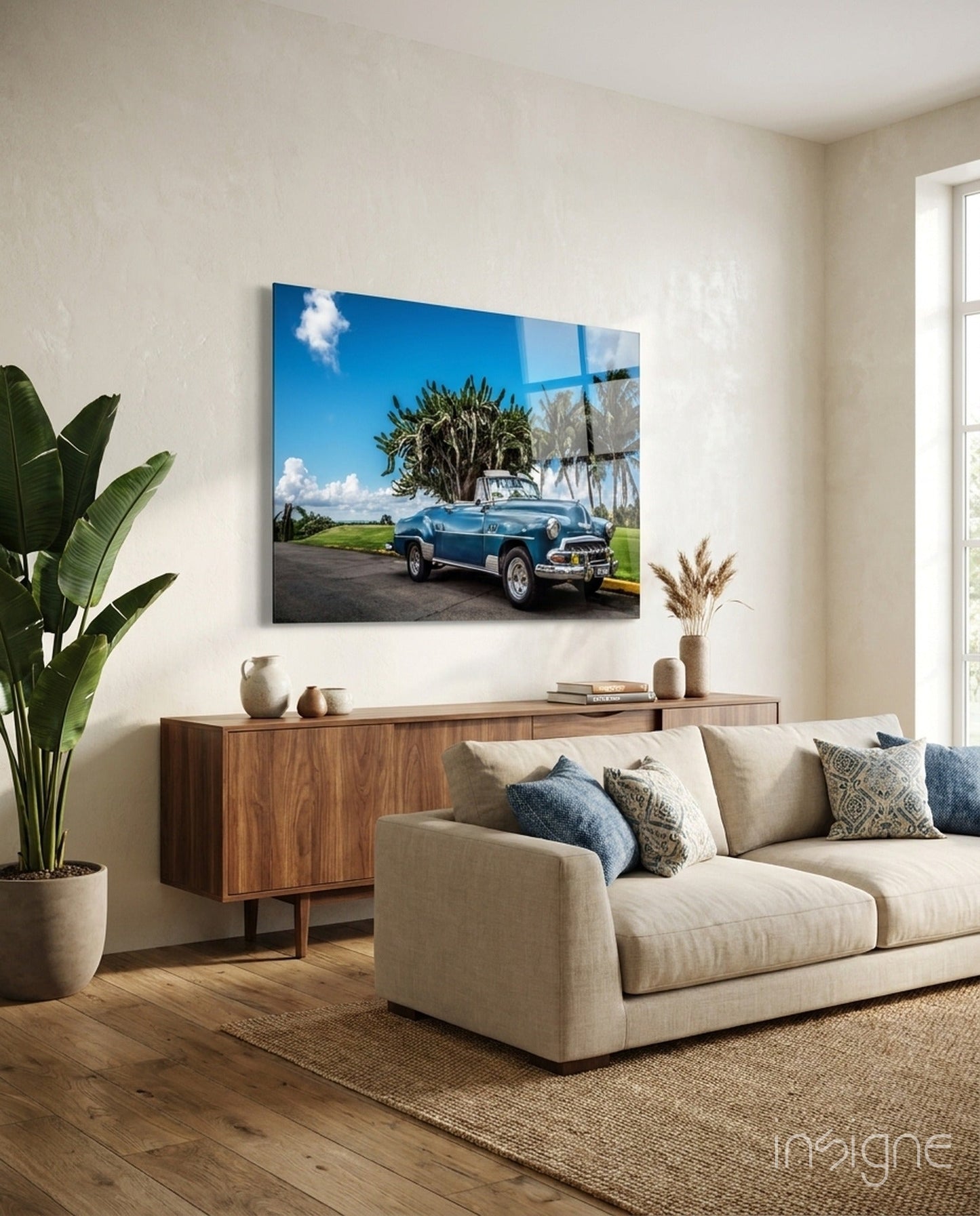 Vintage American Classic Car Glass Wall Art