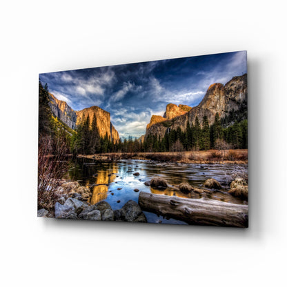 Yosemite Valley River Glass Wall Art