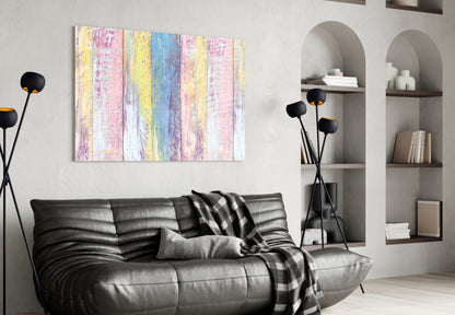 Pastel Painted Wood Planks Glass Wall Art