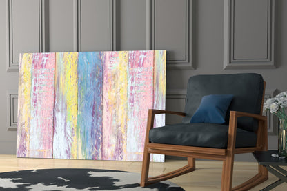 Pastel Painted Wood Planks Glass Wall Art
