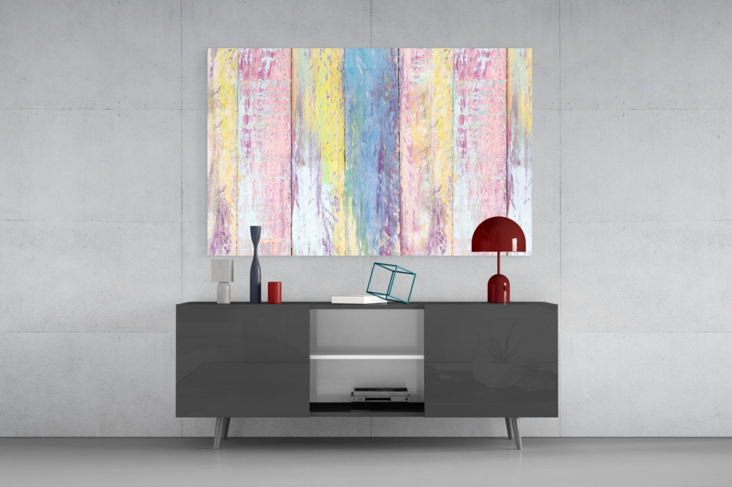 Pastel Painted Wood Planks Glass Wall Art
