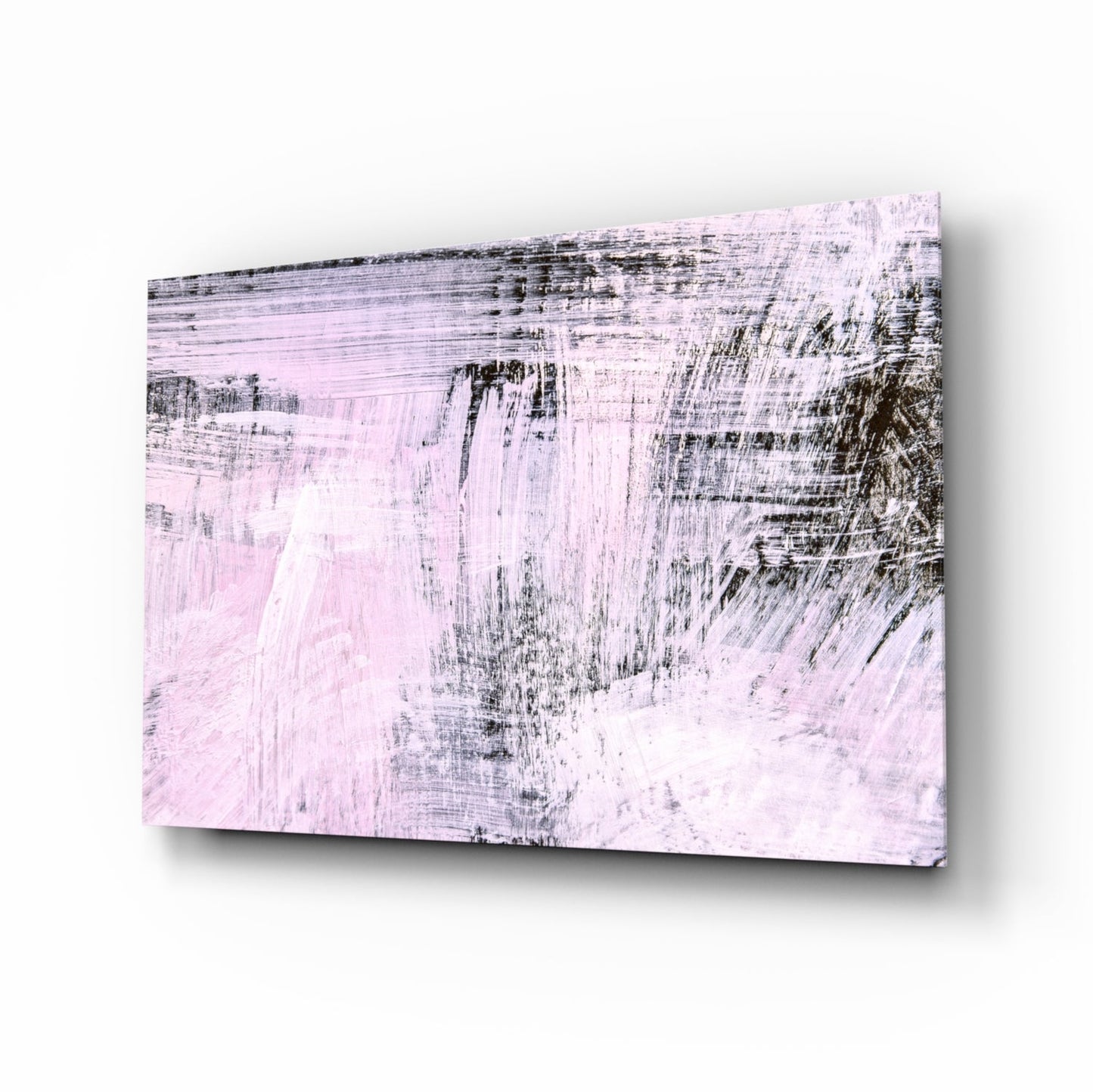 Blush Pink Black Brushstroke Glass Wall Art
