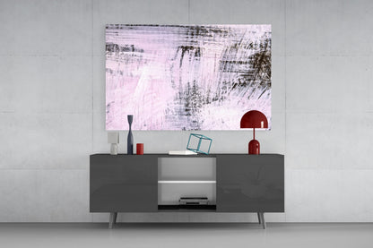 Blush Pink Black Brushstroke Glass Wall Art