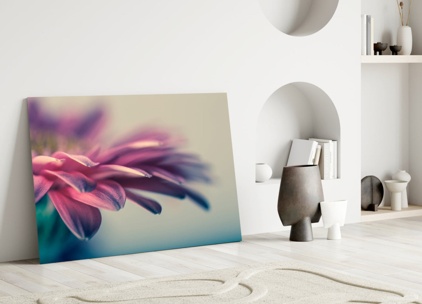 Soft Pink Gerbera Petals Glass Wall Art