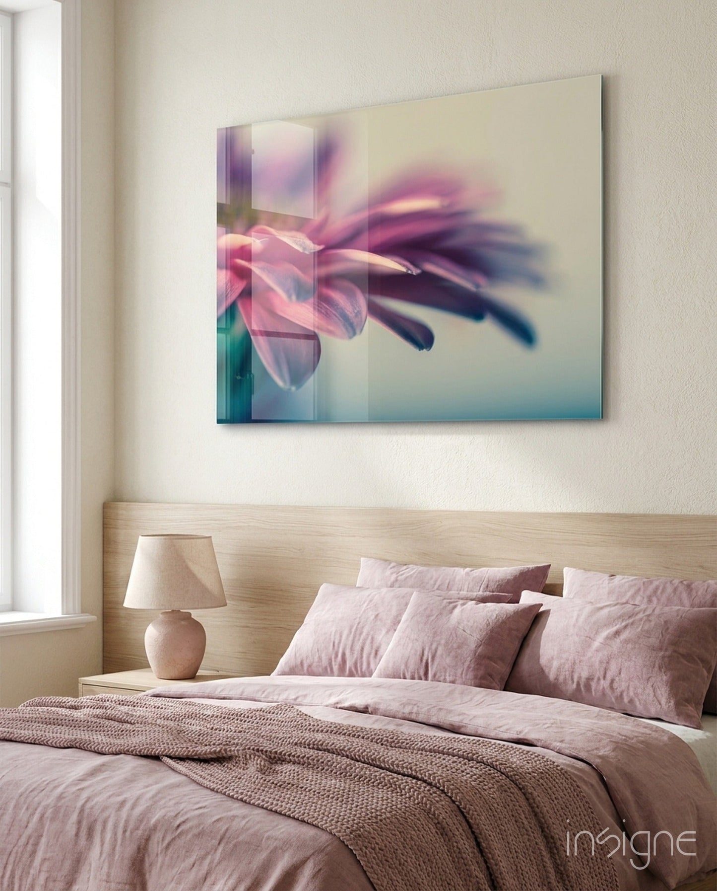 Soft Pink Gerbera Petals Glass Wall Art