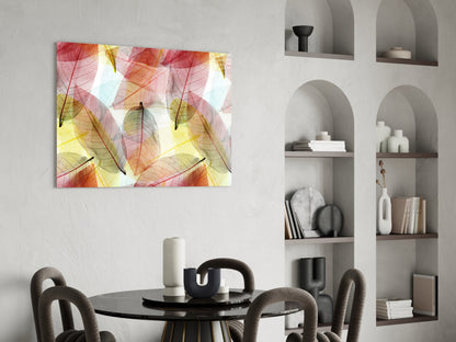 Backlit Sheer Autumn Leaf Layers Glass Wall Art