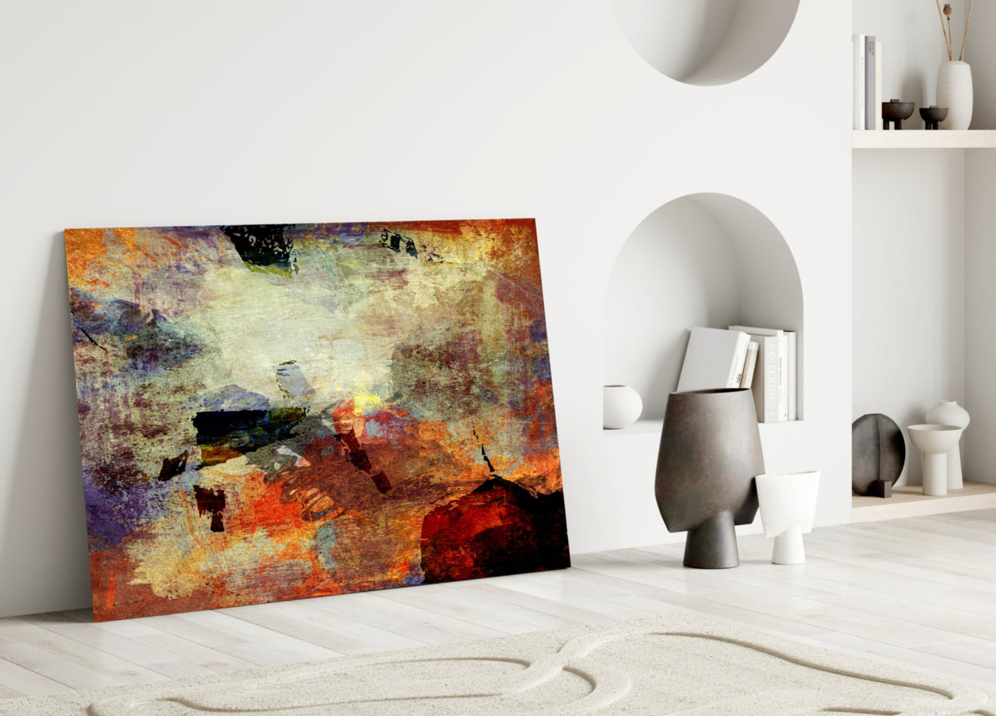 Rustic Earthtone Collage Glass Wall Art