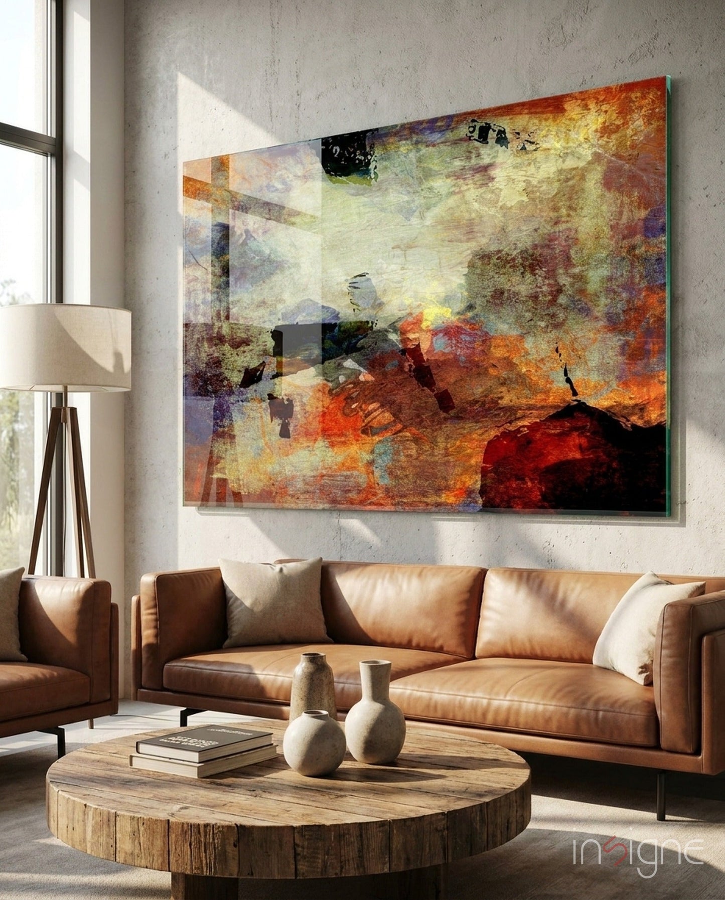 Rustic Earthtone Collage Glass Wall Art