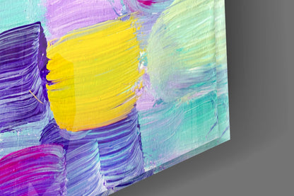 Pastel Purple Brushstroke Grid Glass Wall Art