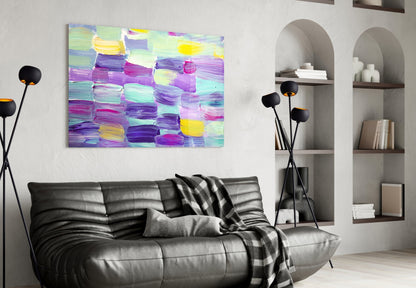 Pastel Purple Brushstroke Grid Glass Wall Art