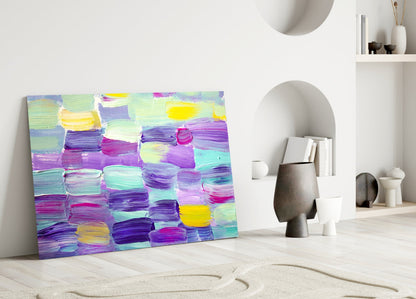 Pastel Purple Brushstroke Grid Glass Wall Art