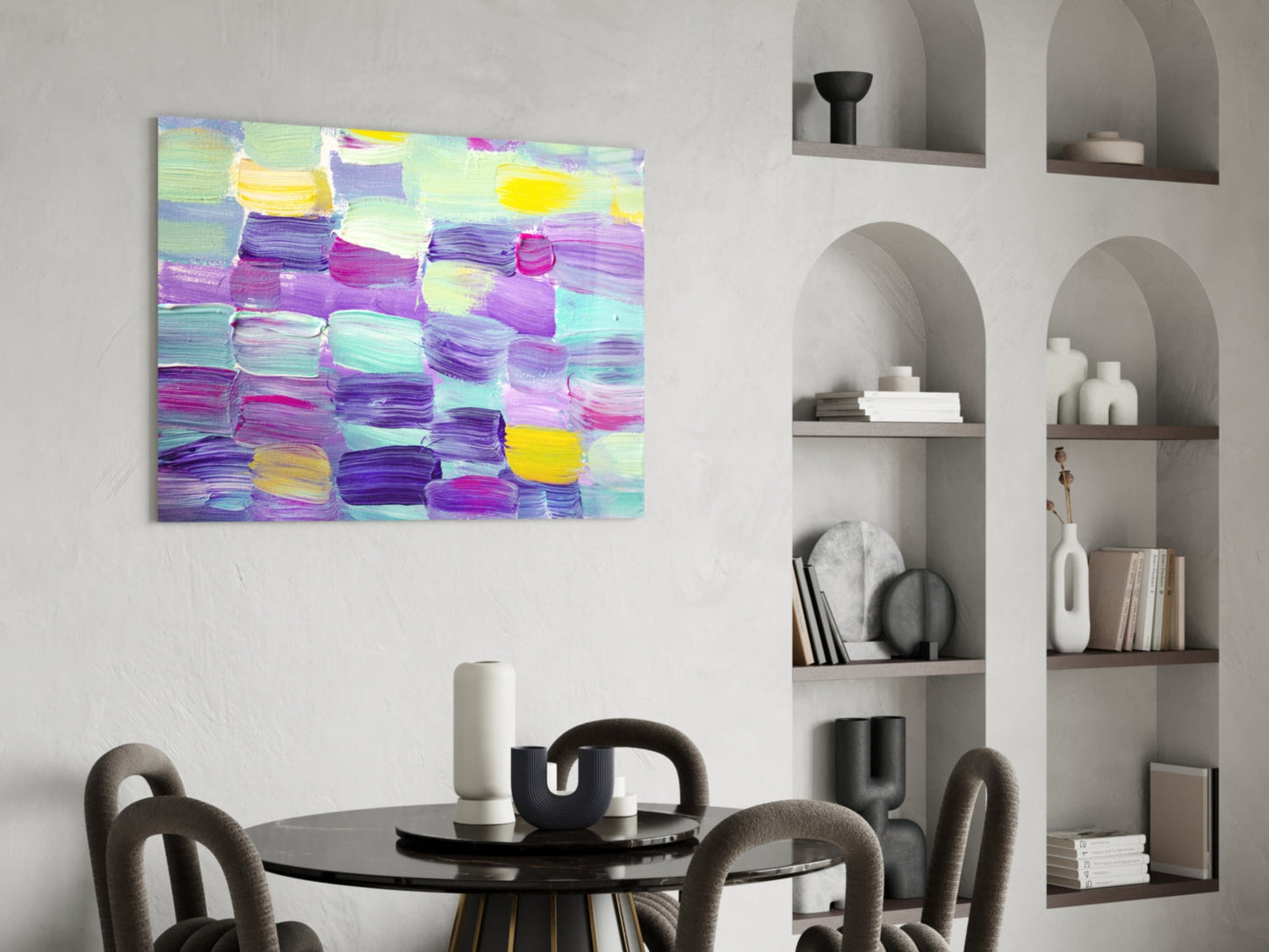 Pastel Purple Brushstroke Grid Glass Wall Art