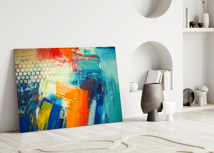 Vibrant Orange Blue Palette Glass Wall Art