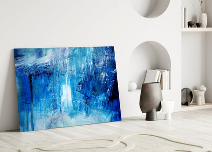 Cascading Blue Waterfall Glass Wall Art