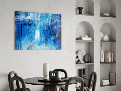 Cascading Blue Waterfall Glass Wall Art