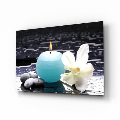 Spa Candle Orchid And Stones Glass Wall Art