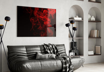 Rising Red Smoke Wisps Glass Wall Art
