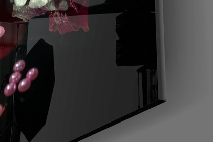 Red Candles Zen Stones Glass Wall Art