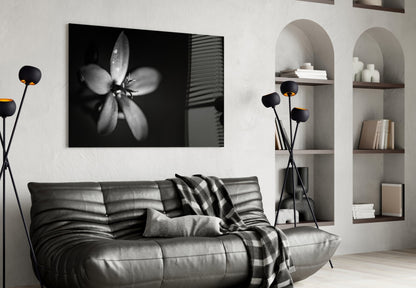 Dark Moody Dewdrop Flower Glass Wall Art