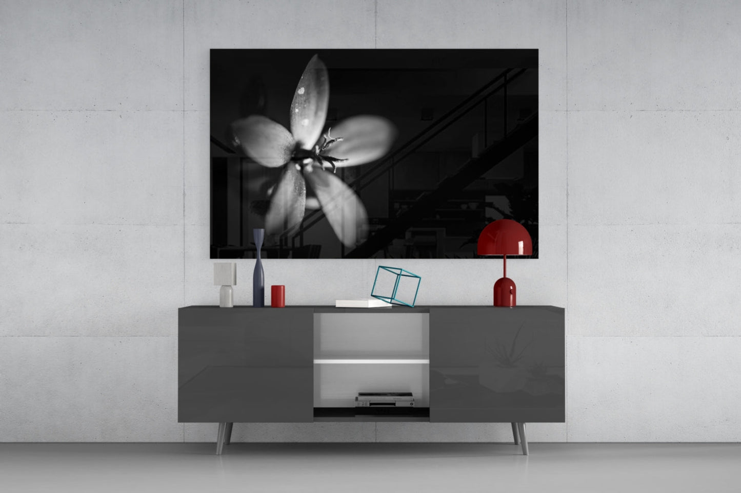Dark Moody Dewdrop Flower Glass Wall Art