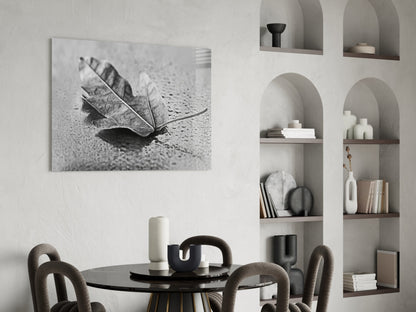 Curled Dry Leaf Monochrome Glass Wall Art