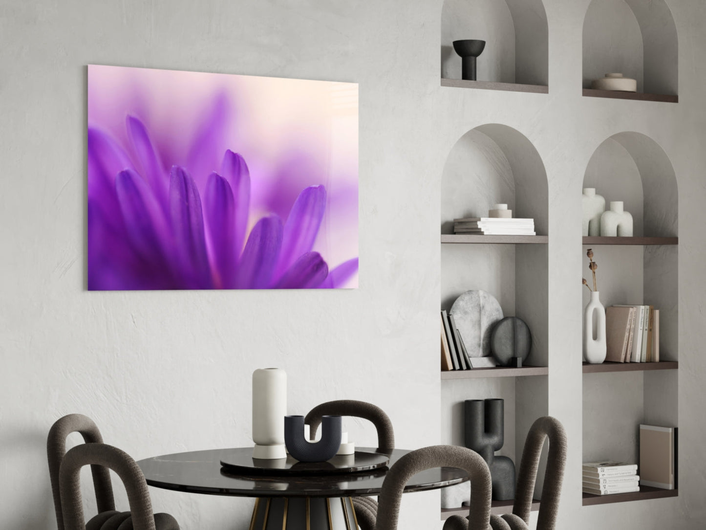 Soft Purple Daisy Petals Glass Wall Art