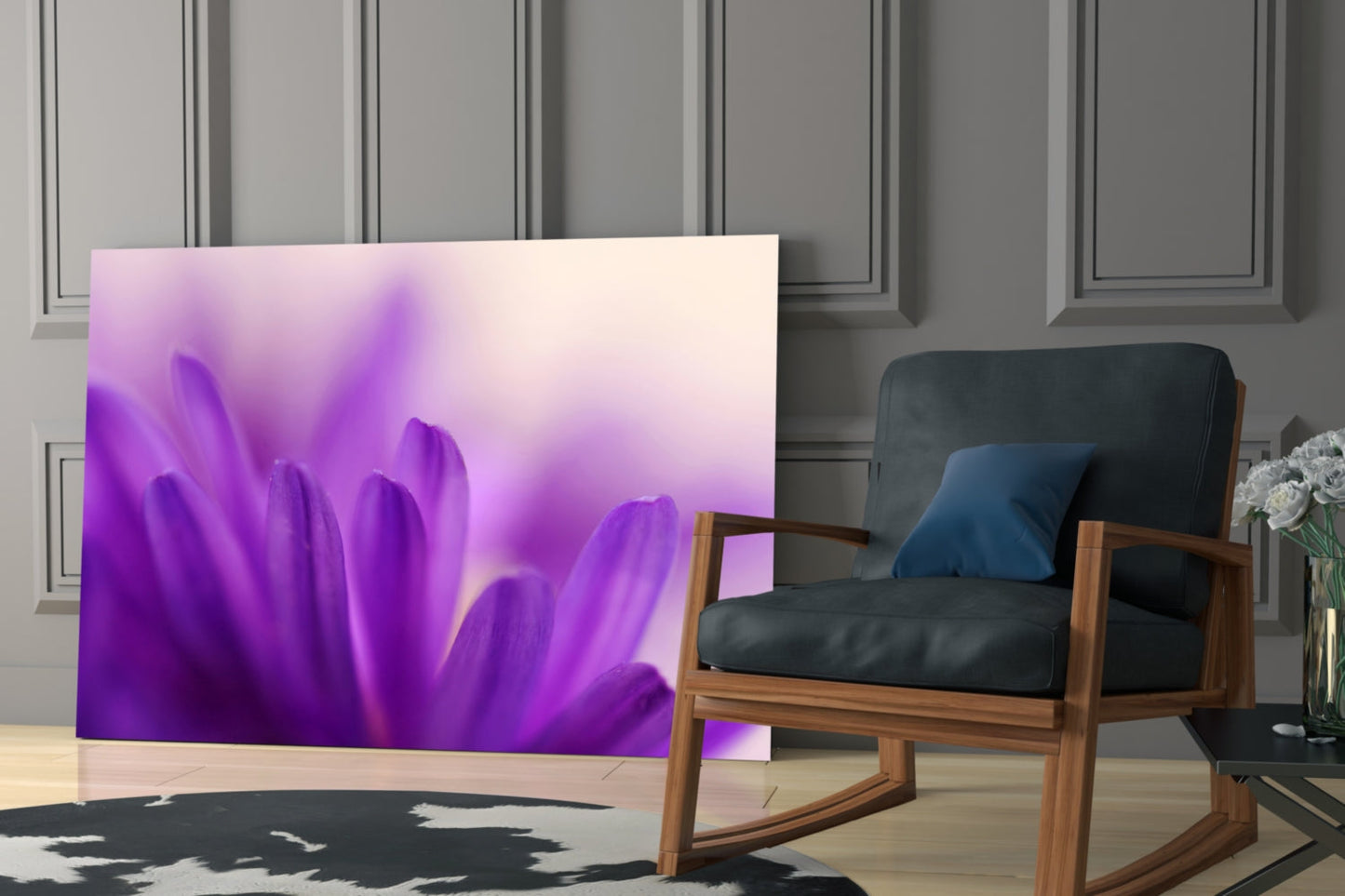Soft Purple Daisy Petals Glass Wall Art