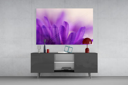 Soft Purple Daisy Petals Glass Wall Art
