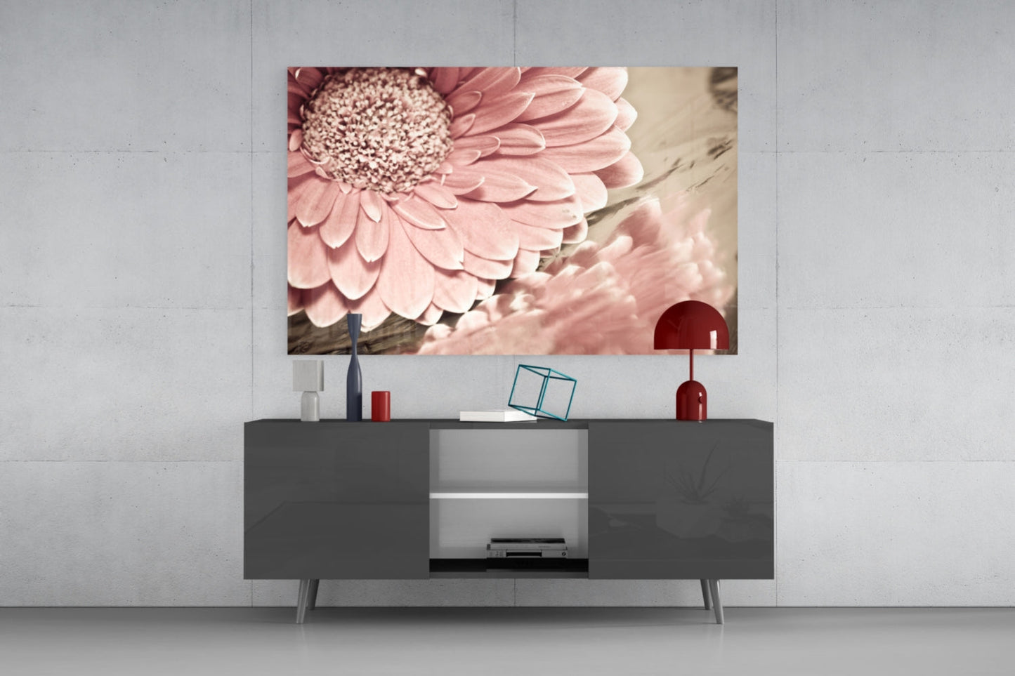 Blush Gerbera Daisy Macro Glass Wall Art