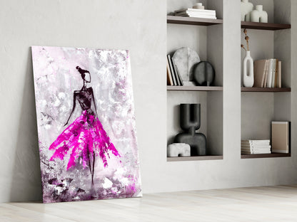 Magenta Ball Gown Ballerina Sketch Glass Wall Art