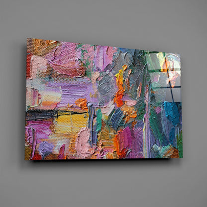 Impasto Multicolor Palette Knife Glass Wall Art