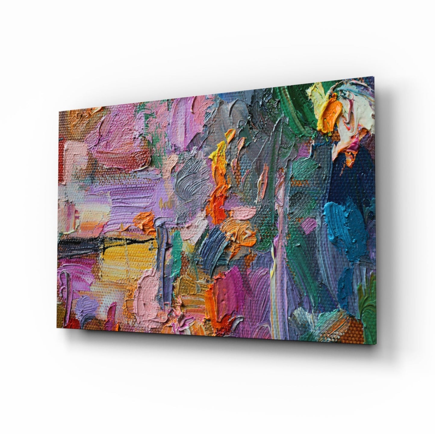 Impasto Multicolor Palette Knife Glass Wall Art