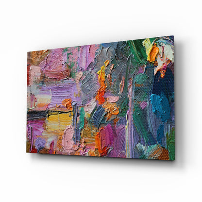 Impasto Multicolor Palette Knife Glass Wall Art