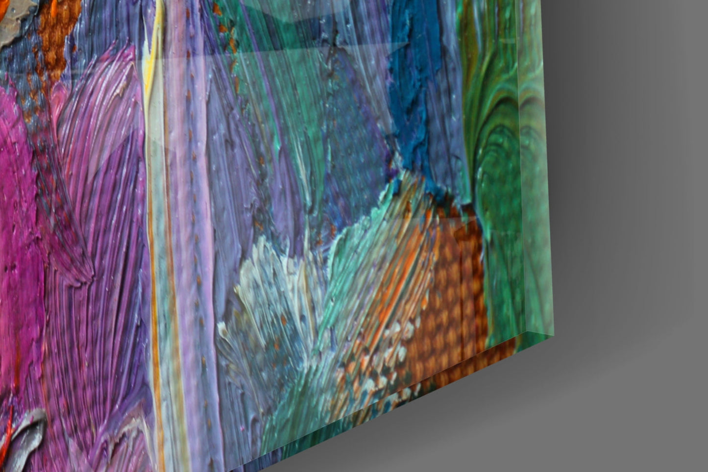 Impasto Multicolor Palette Knife Glass Wall Art